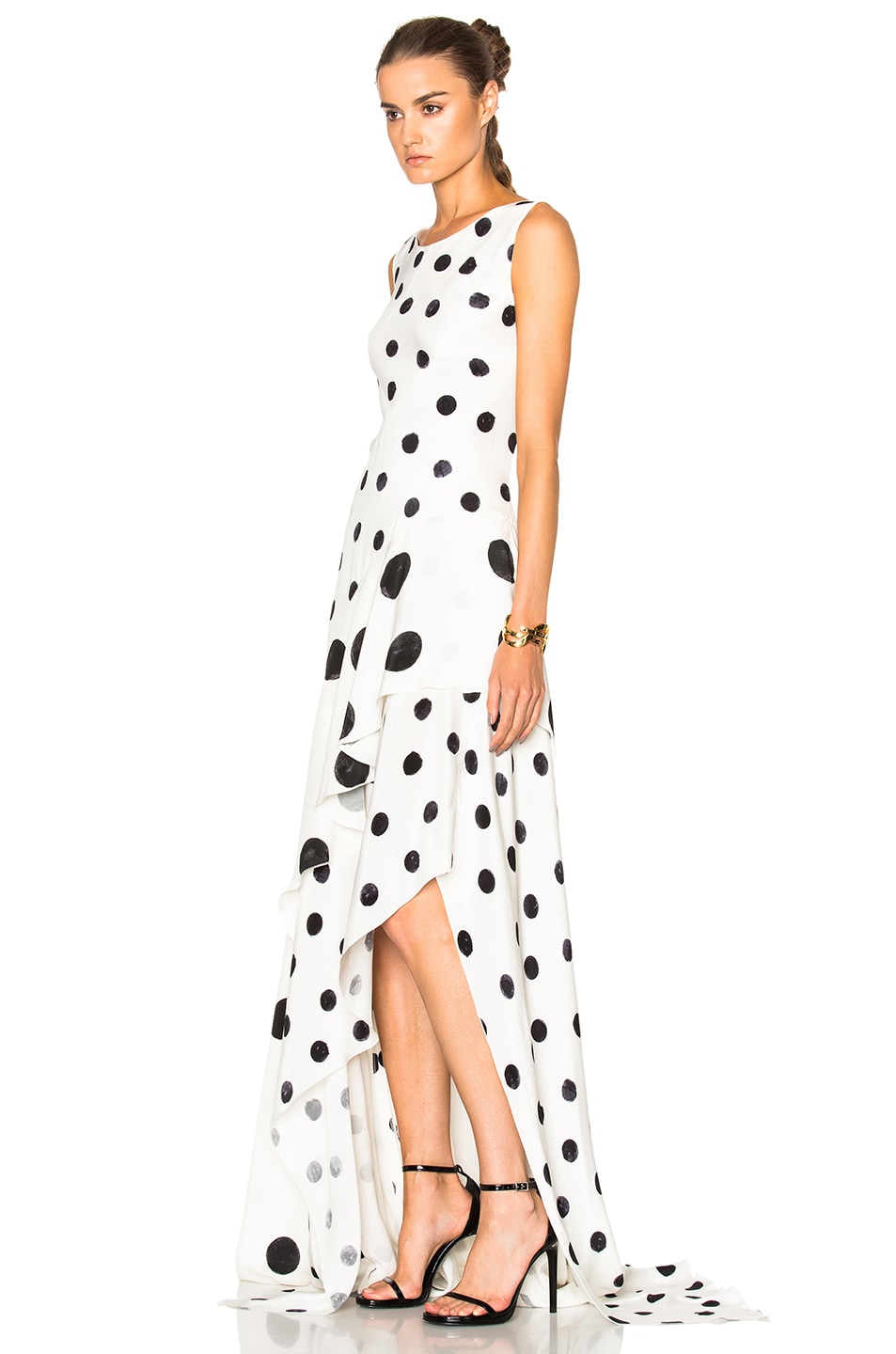 Oscar De La A Polka Dot Dress In Ivory Black Fwrd Image 2 Of Oscar De La A Polka Dot Dress In Ivory Black