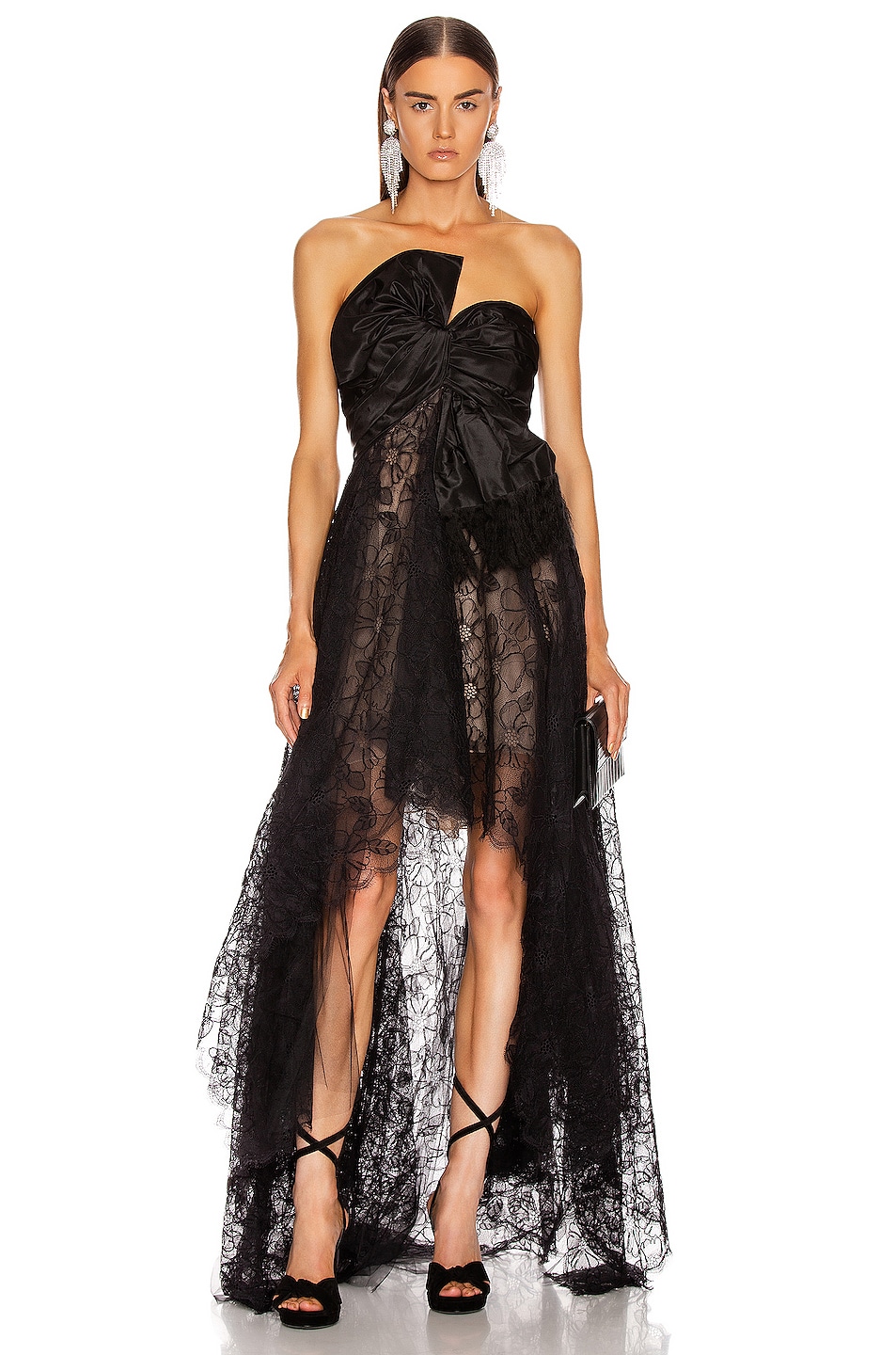 Image 1 of Oscar de la Renta Strapless Bow Gown in Black
