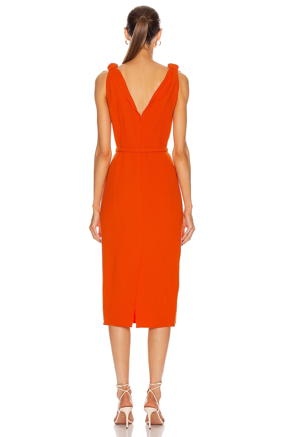 Oscar de la Renta Sleeveless Midi Day Dress in Orange | FWRD