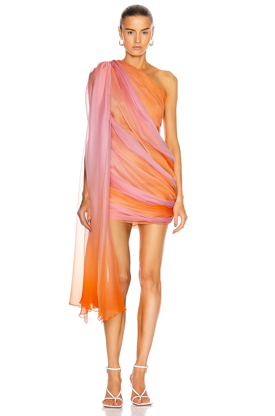 Image 1 of Oscar de la Renta Mini Cocktail Dress in Begonia/Orange