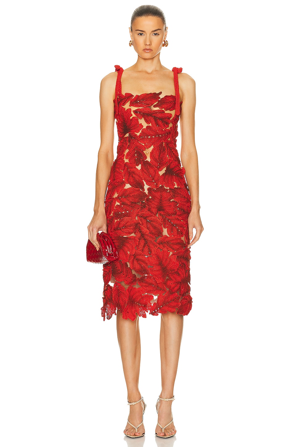 Image 1 of Oscar de la Renta Crochet Tank Dress in Sienna