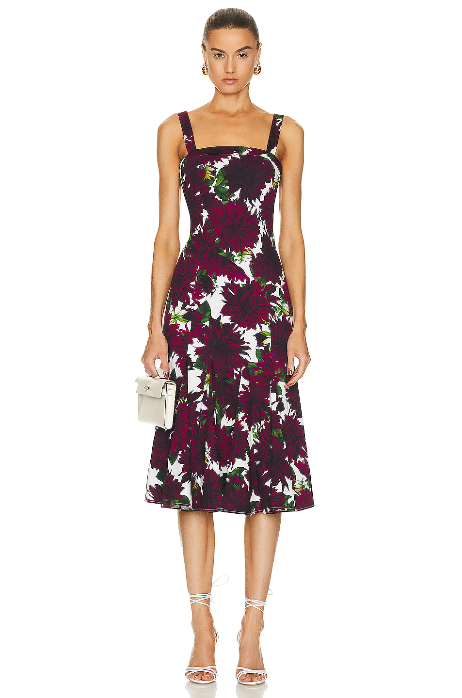 Oscar de la Renta Dahlia Dress in Burgundy & White FWRD