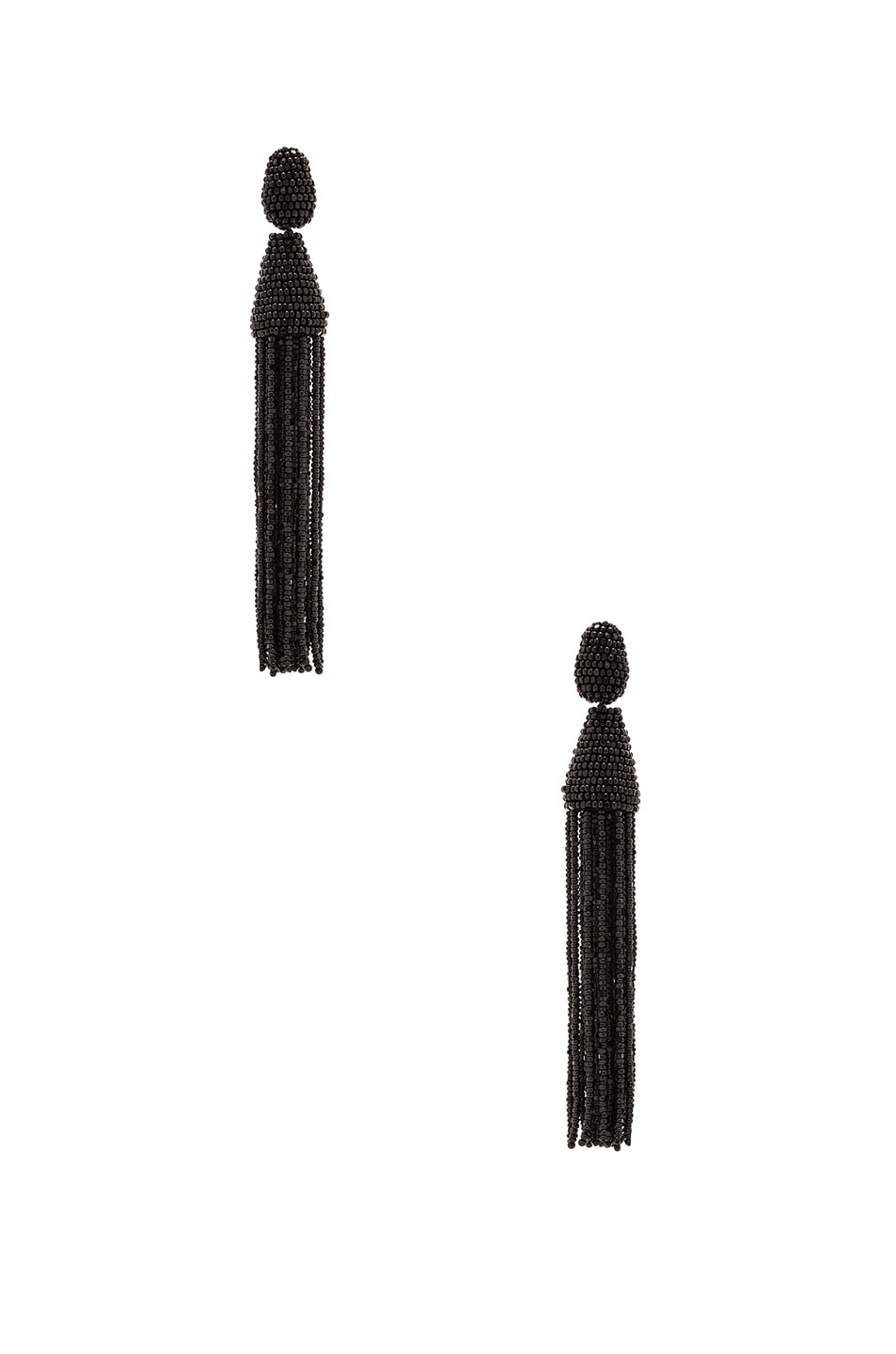 Image 1 of Oscar de la Renta Classic Long Tassel Earrings in Black