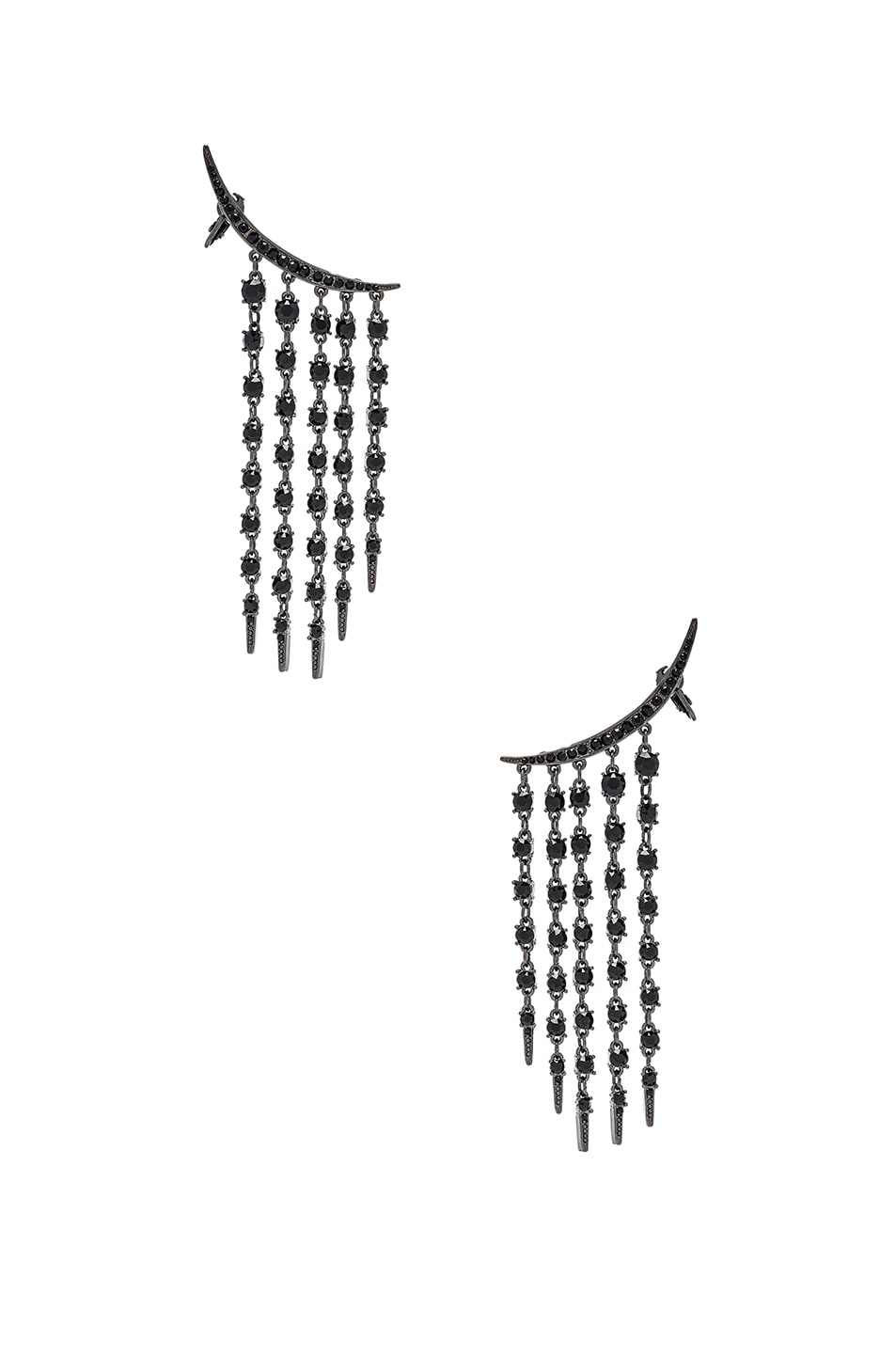 Image 1 of Oscar de la Renta Tendril Crystal Earrings in Black Jet