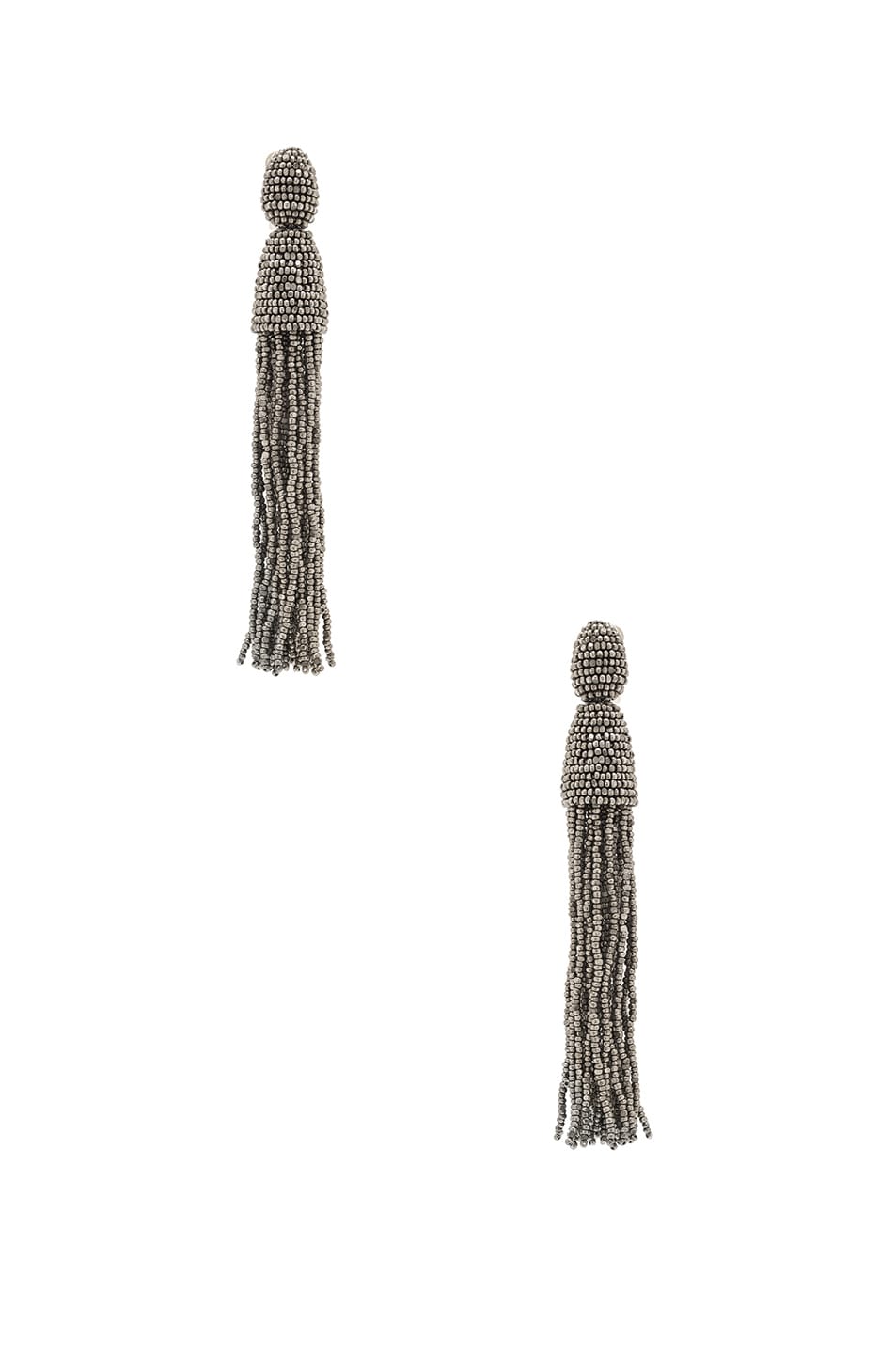 Image 1 of Oscar de la Renta Classic Long Tassel Earrings in Champagne