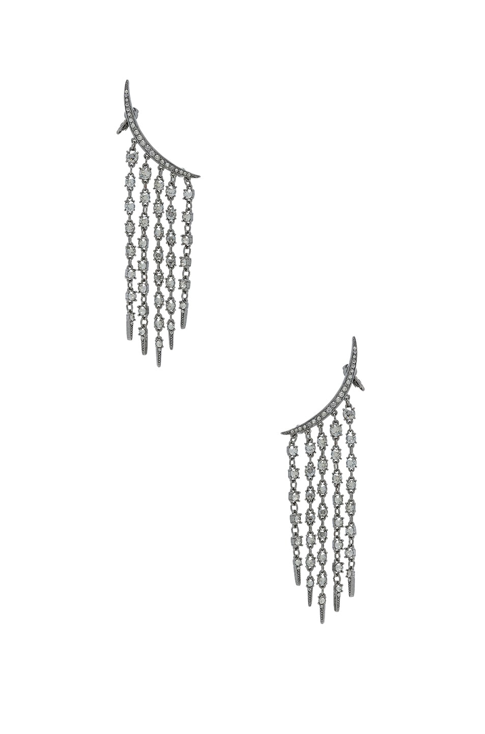 Image 1 of Oscar de la Renta Tendril Crystal Earrings in Crystal & Silver
