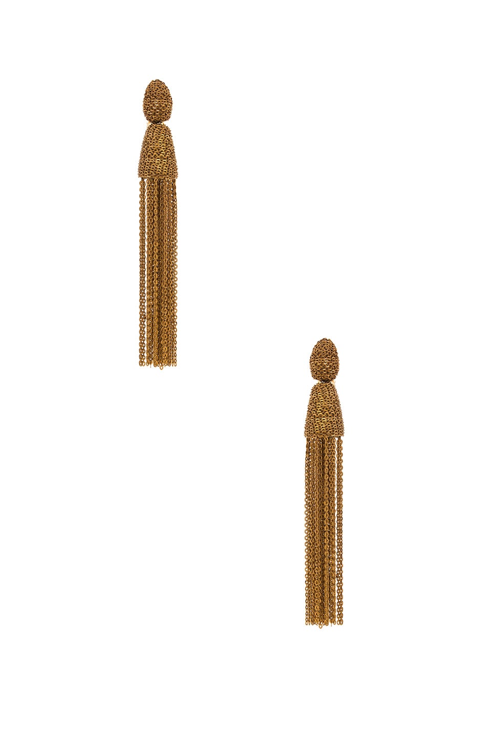 Image 1 of Oscar de la Renta Classic Long Chain Tassel Earrings in Gold