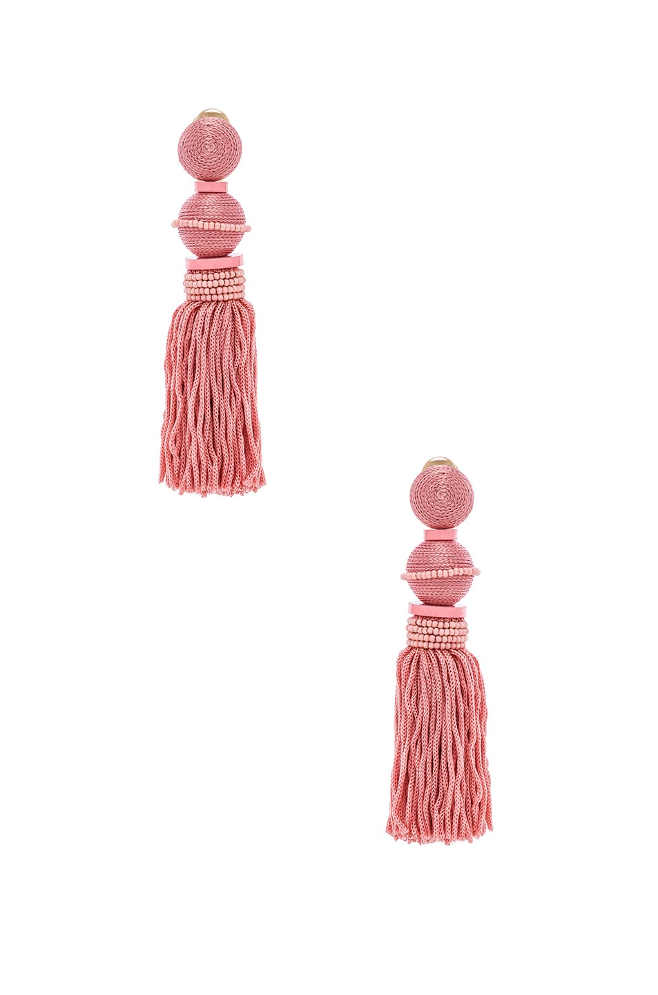 Image 1 of Oscar de la Renta Ball Tassel Earrings in Grapefruit