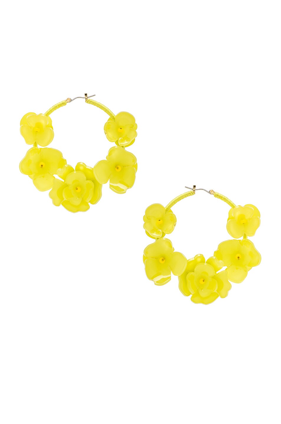 Image 1 of Oscar de la Renta Flower Garden Hoop Earrings in Citron