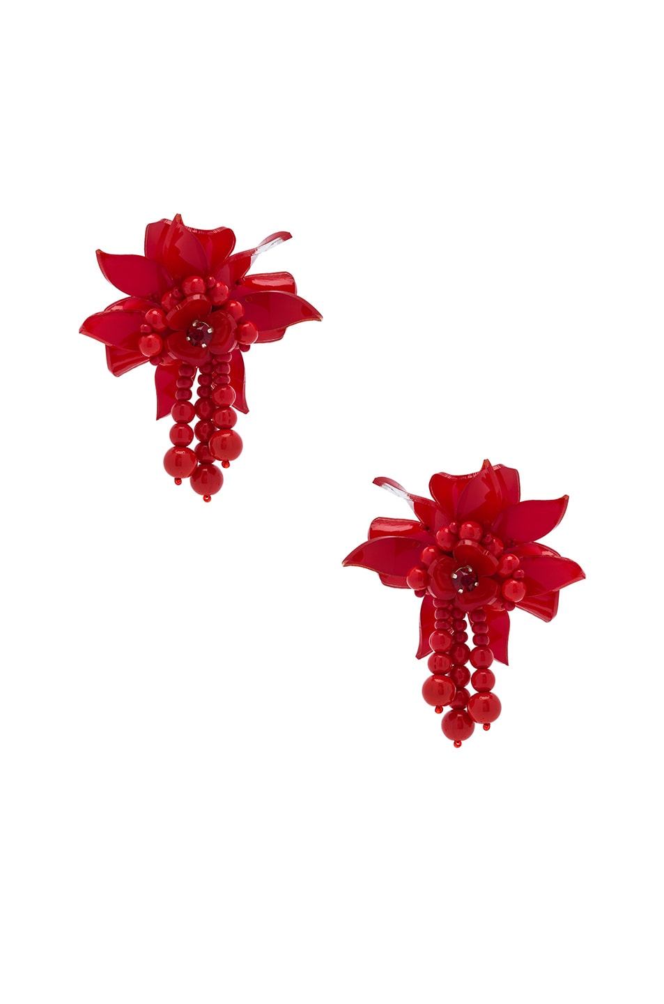 Image 1 of Oscar de la Renta Flower Field Earrings in Carmine