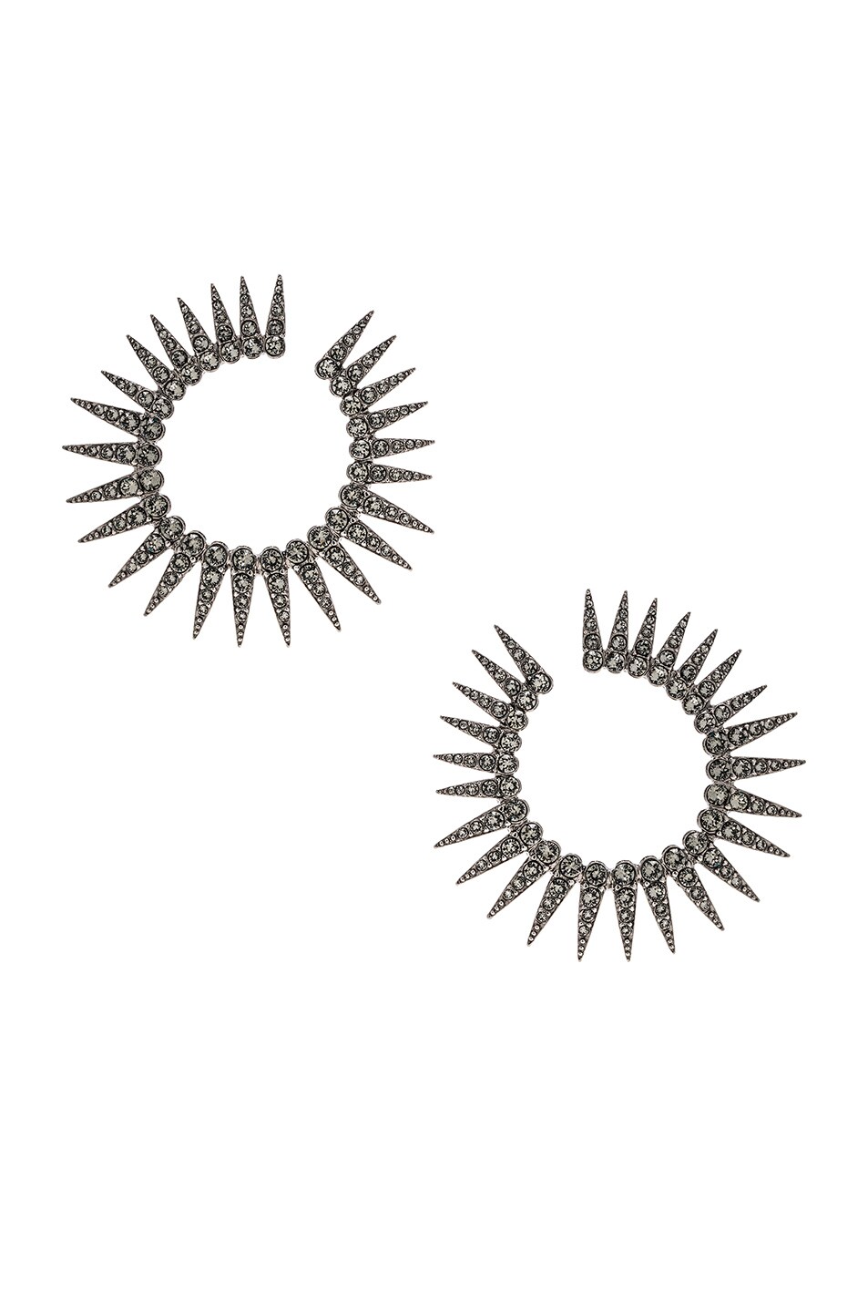 Image 1 of Oscar de la Renta Sea Urchin Large Crystal Earrings in Black Diamond