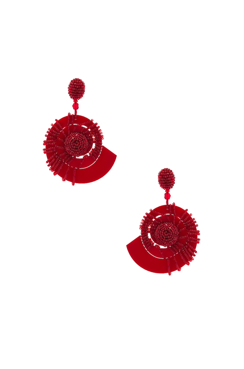 Image 1 of Oscar de la Renta Beaded Seashell Earrings in Mulberry