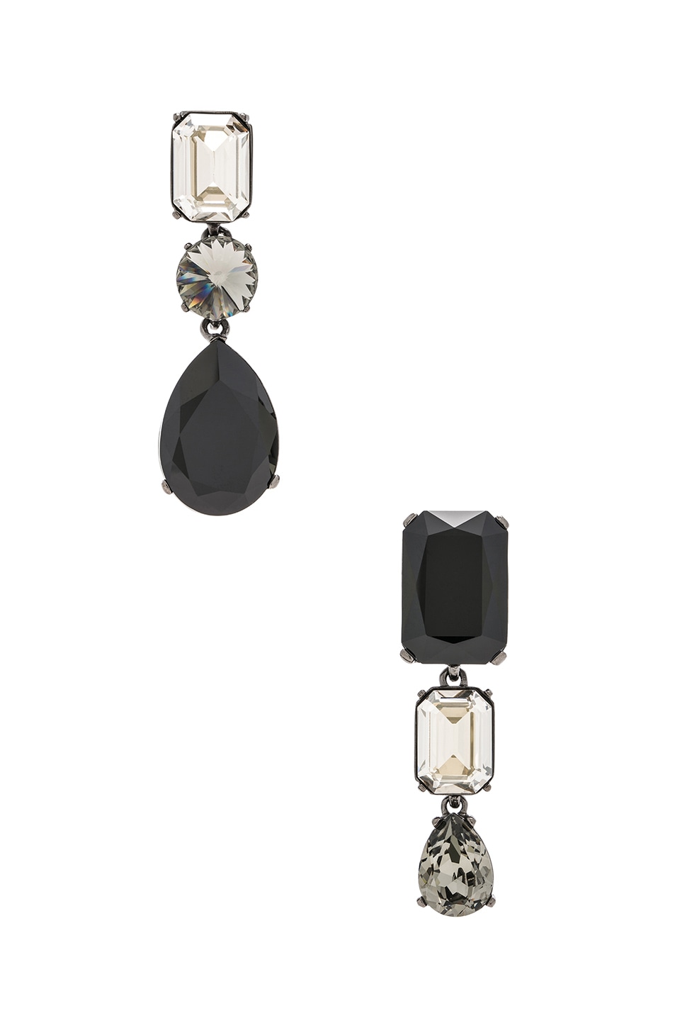 Image 1 of Oscar de la Renta Bold Crystal Earrings in Black Diamond