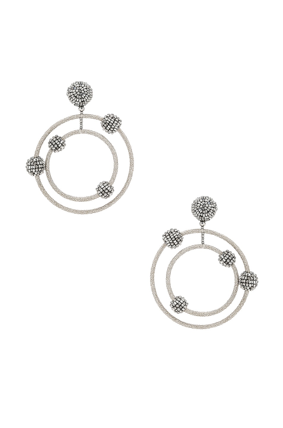 Image 1 of Oscar de la Renta Beaded Orbit Earrings in Silver