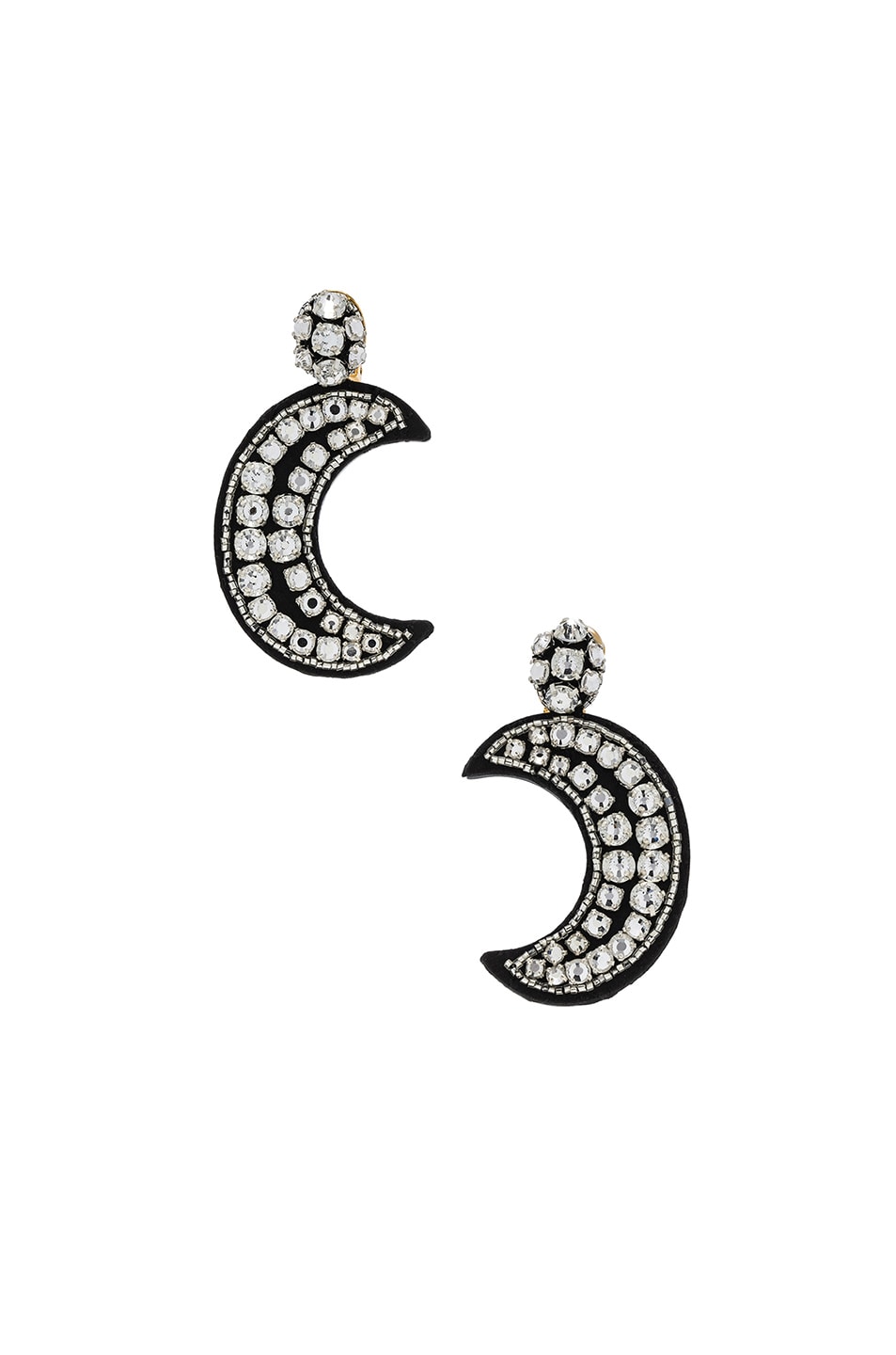 Image 1 of Oscar de la Renta Crystal Moon Earrings in Crystal