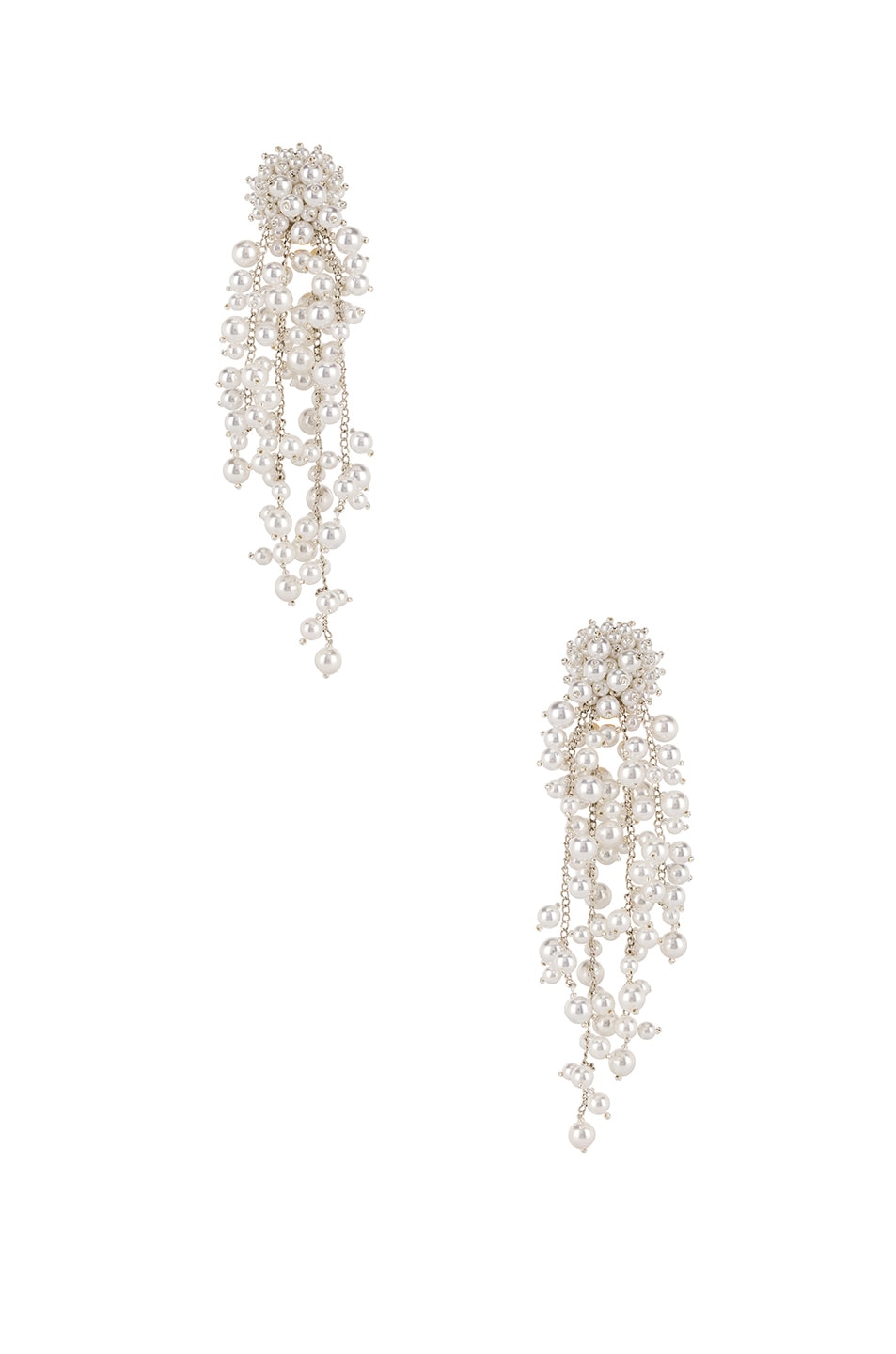 Image 1 of Oscar de la Renta Delicate Flower Chain Drop Earrings in White