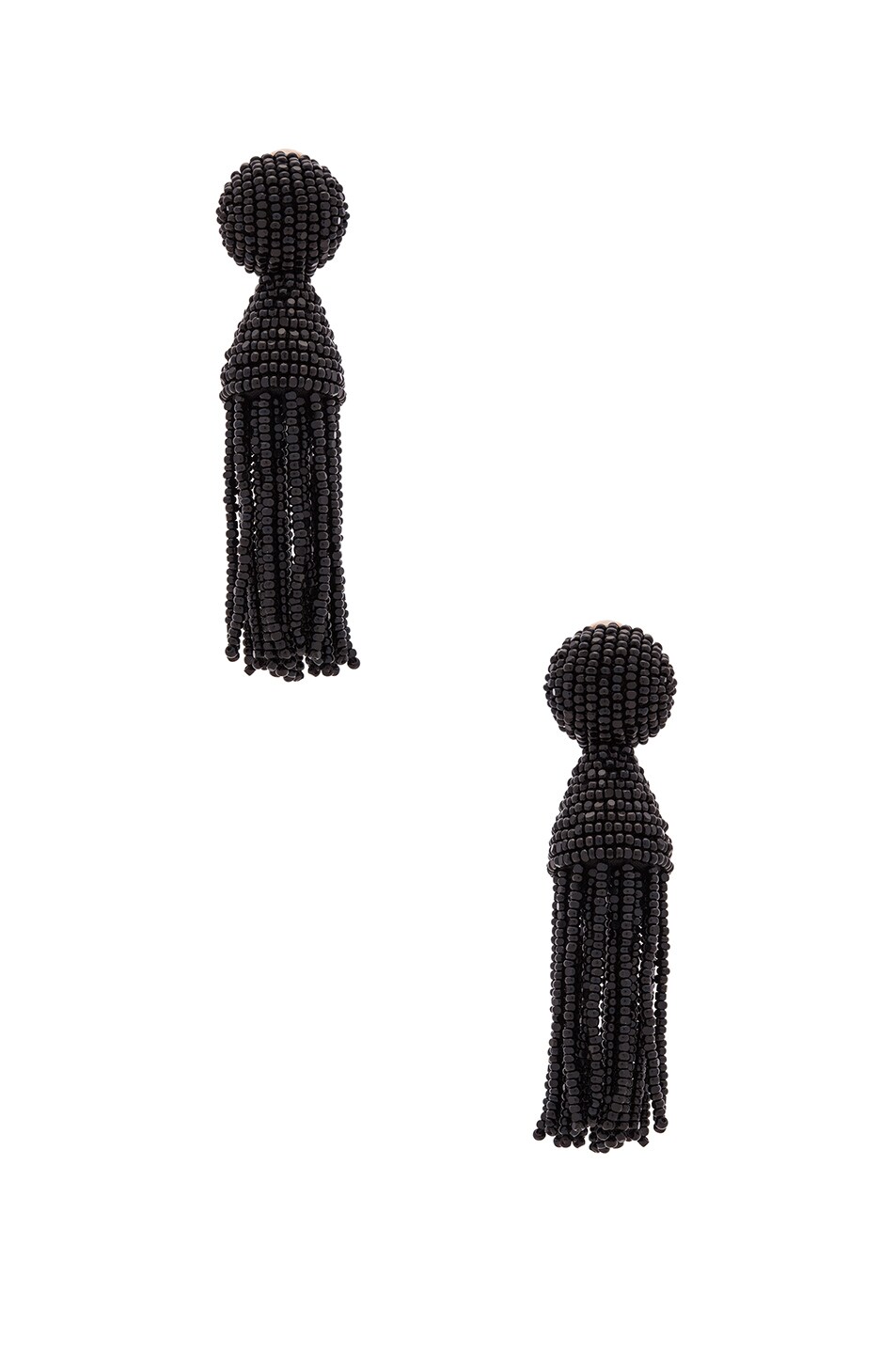 Image 1 of Oscar de la Renta Classic Short Tassel Earrings in Black