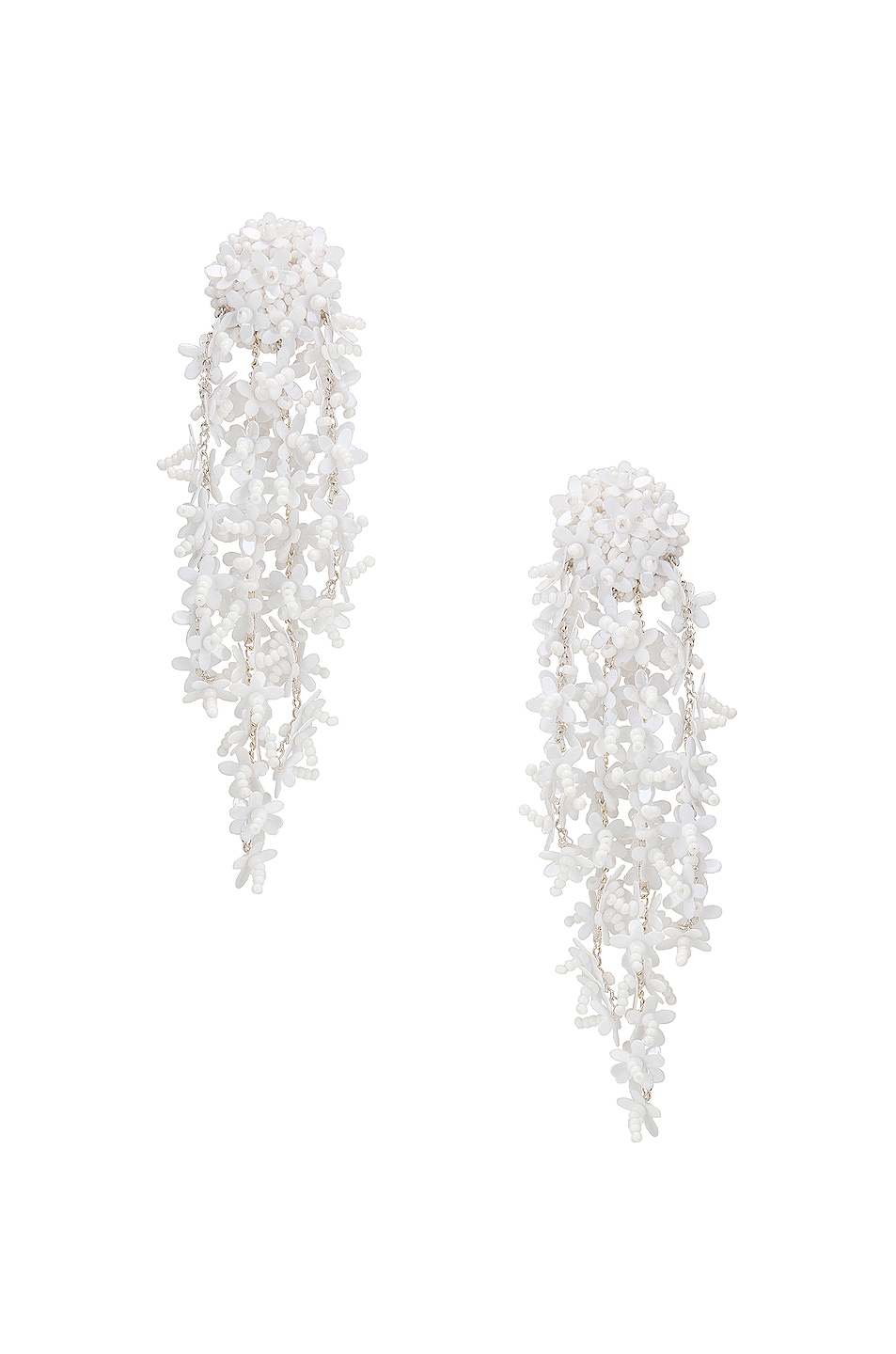 Image 1 of Oscar de la Renta Beaded Cascade Drop Earrings in White