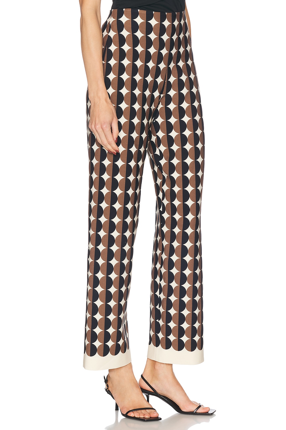 Shop Oscar De La Renta Wide Leg Pant In Khaki & Ivory