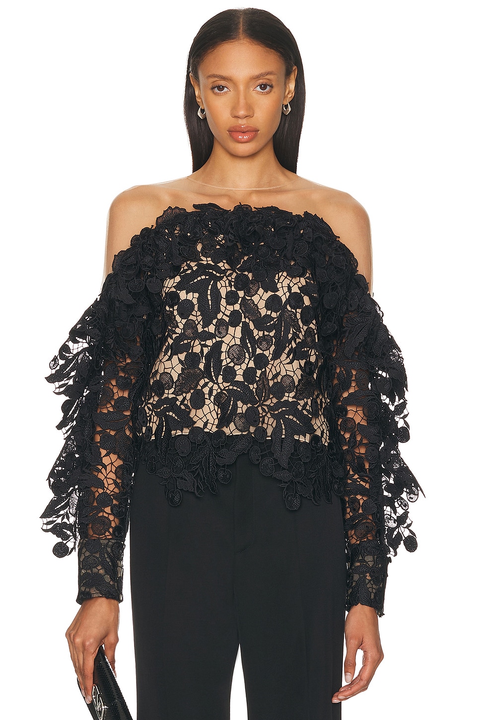 Image 1 of Oscar de la Renta Long Sleeve Blouse in Black