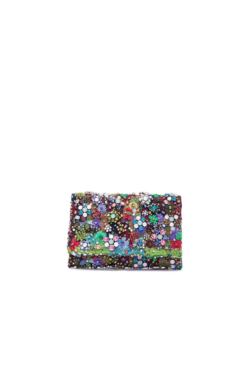 Image 1 of Oscar de la Renta Embroidered Satin Petite Evening Bag in Multi