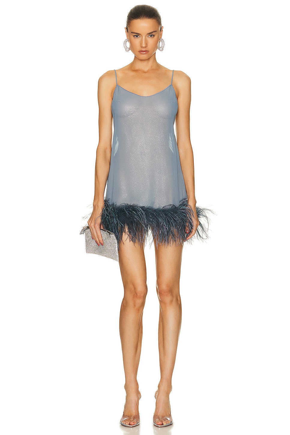 Image 1 of Oseree Plumage Babydoll Dress in Peacock