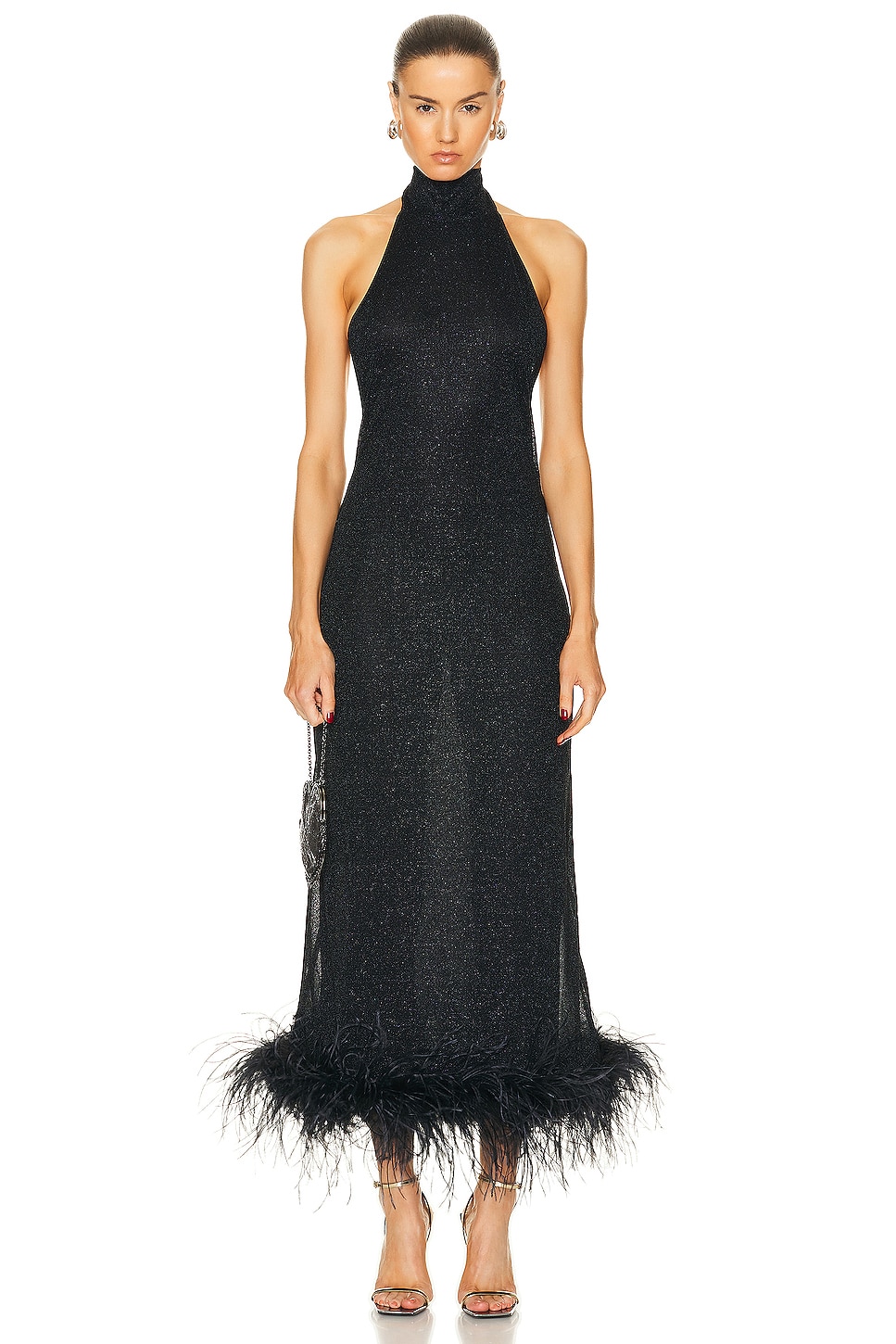 Image 1 of Oseree Lumière Plumage Turtleneck Dress in Black
