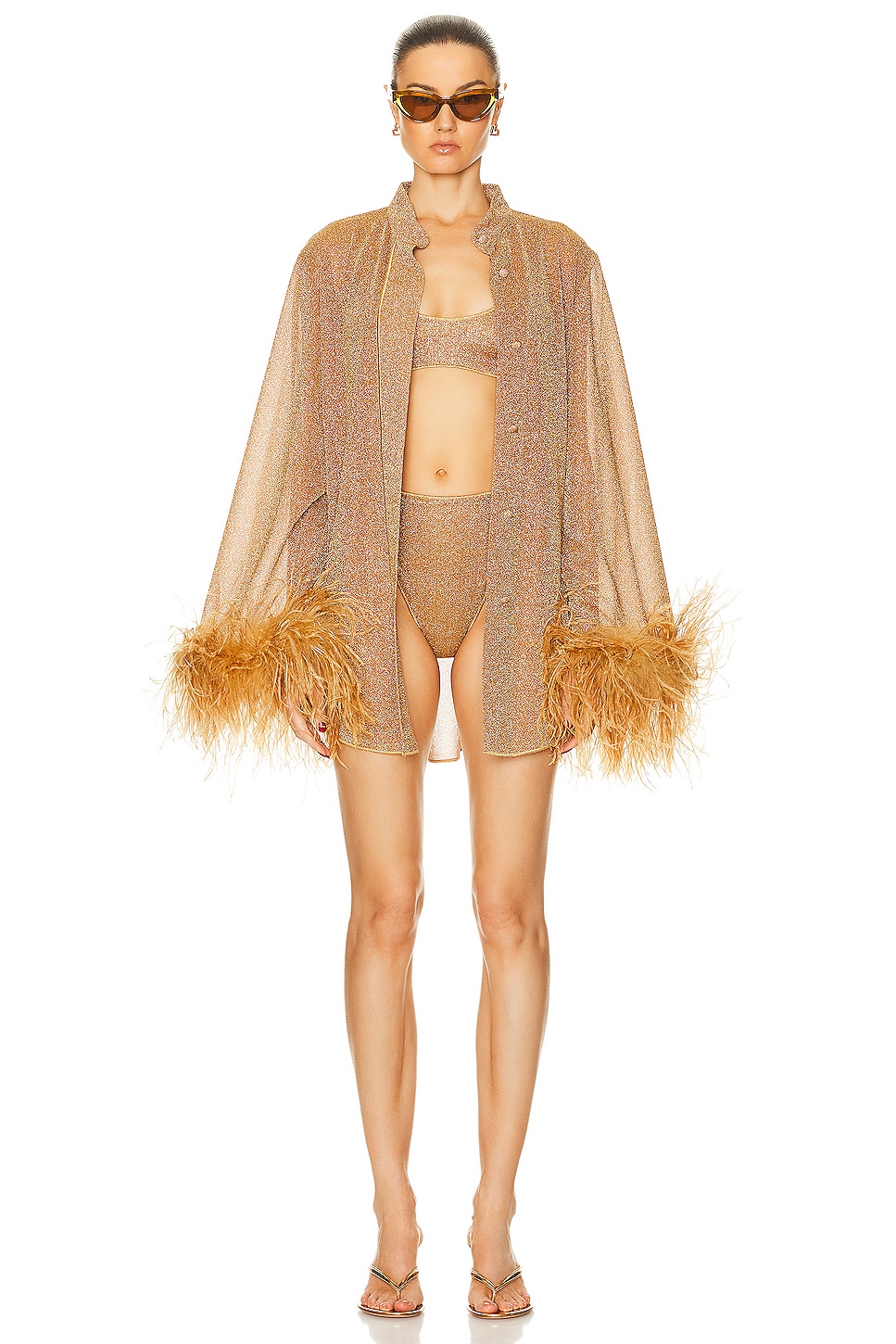 Image 1 of Oseree Lumière Plumage Long Shirt in Toffee