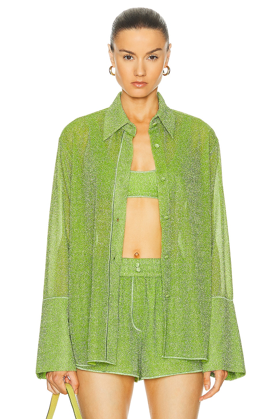 Image 1 of Oseree Lumiére Long Shirt in Lime