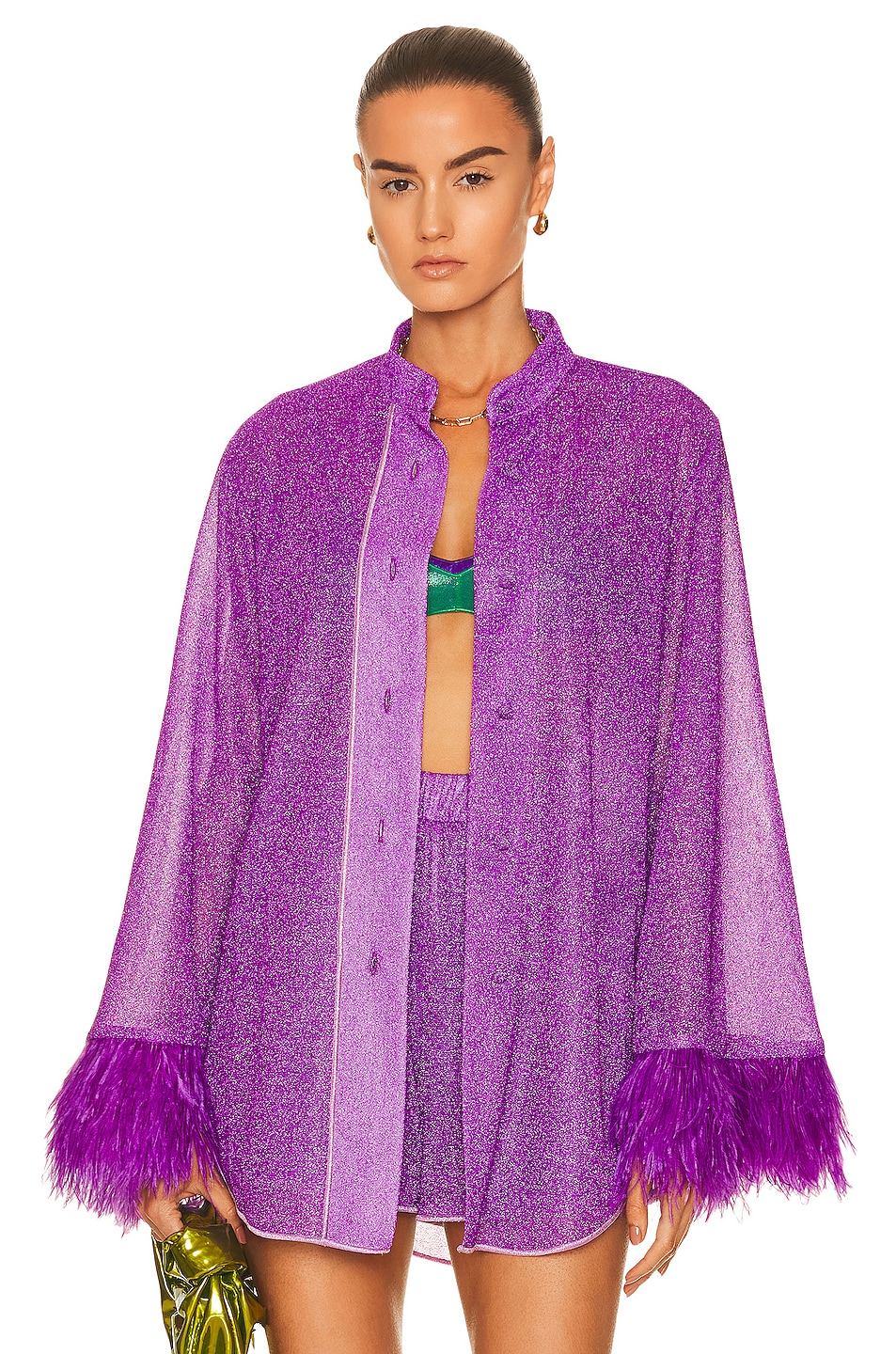 Image 1 of Oseree Lumiere Plumage Long Shirt in Violet