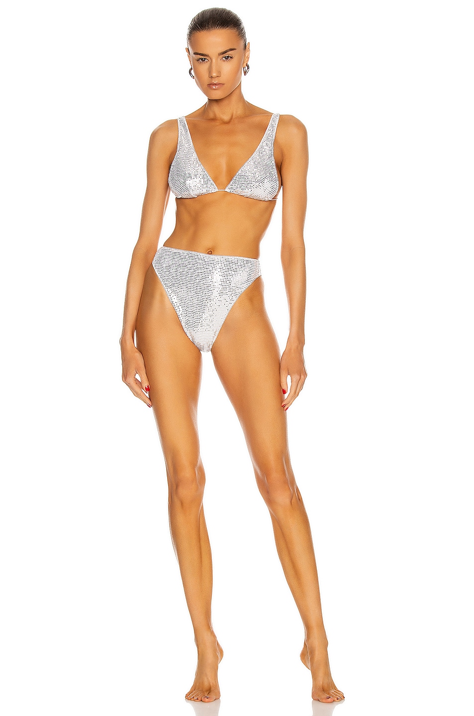 Image 1 of Oseree Disco 90's Two Piece Bikini in Silver