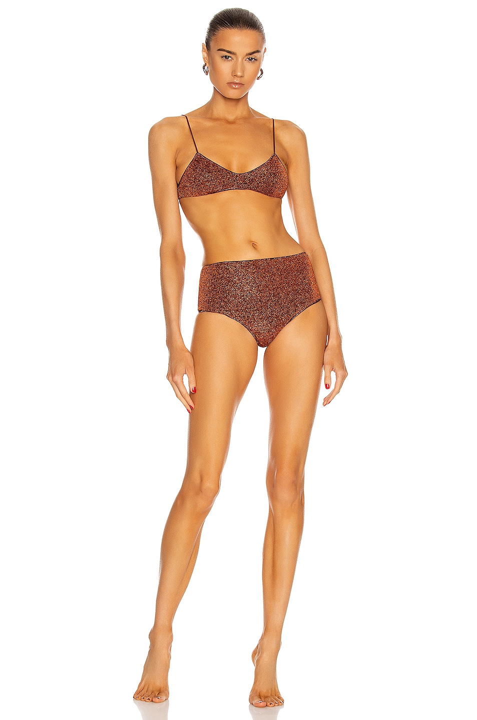 Image 1 of Oseree Lumiere Bra High Waisted Bikini in Brown