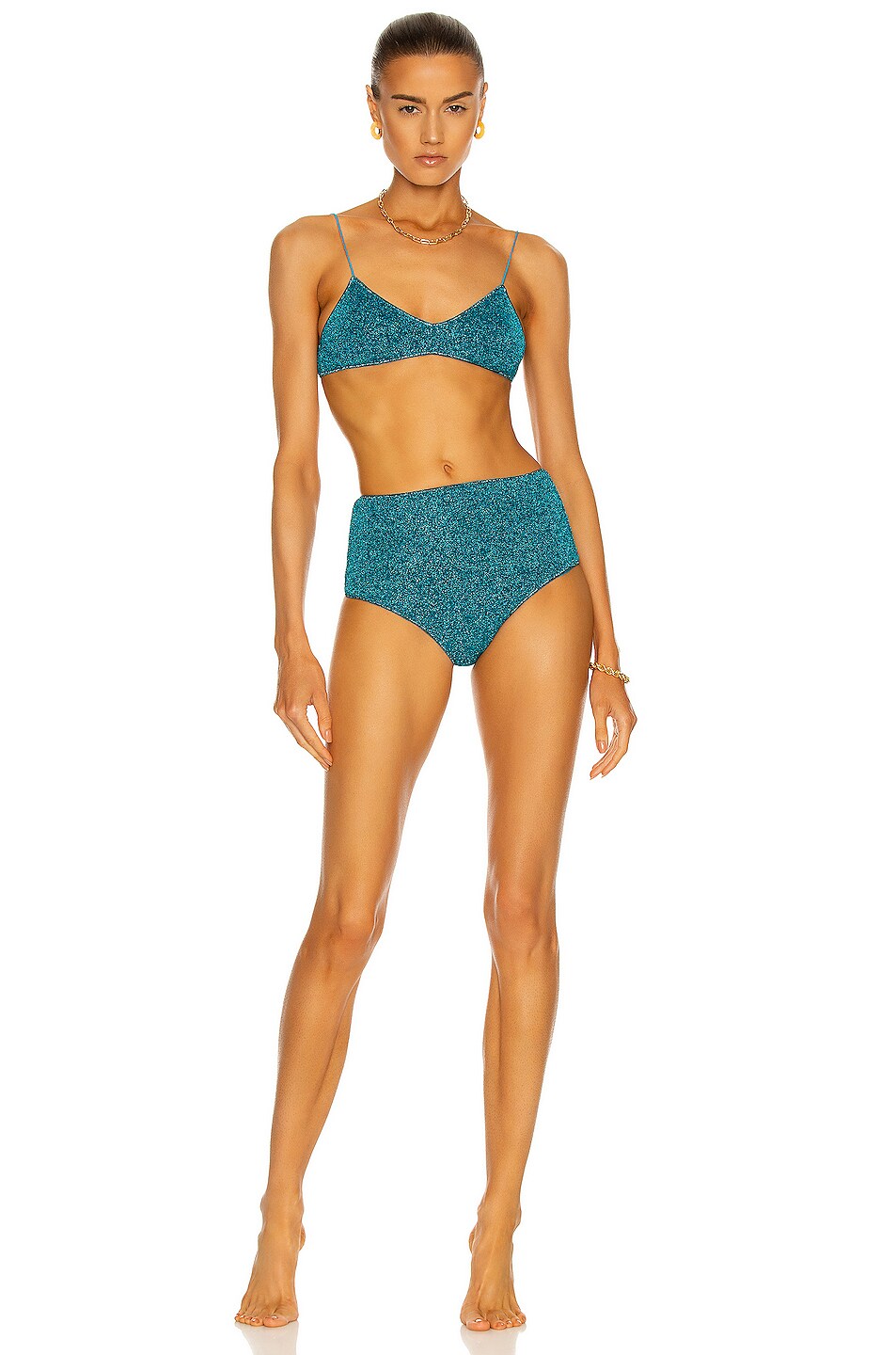 Image 1 of Oseree Lumiere High Waisted Bikini in Ocean Blue