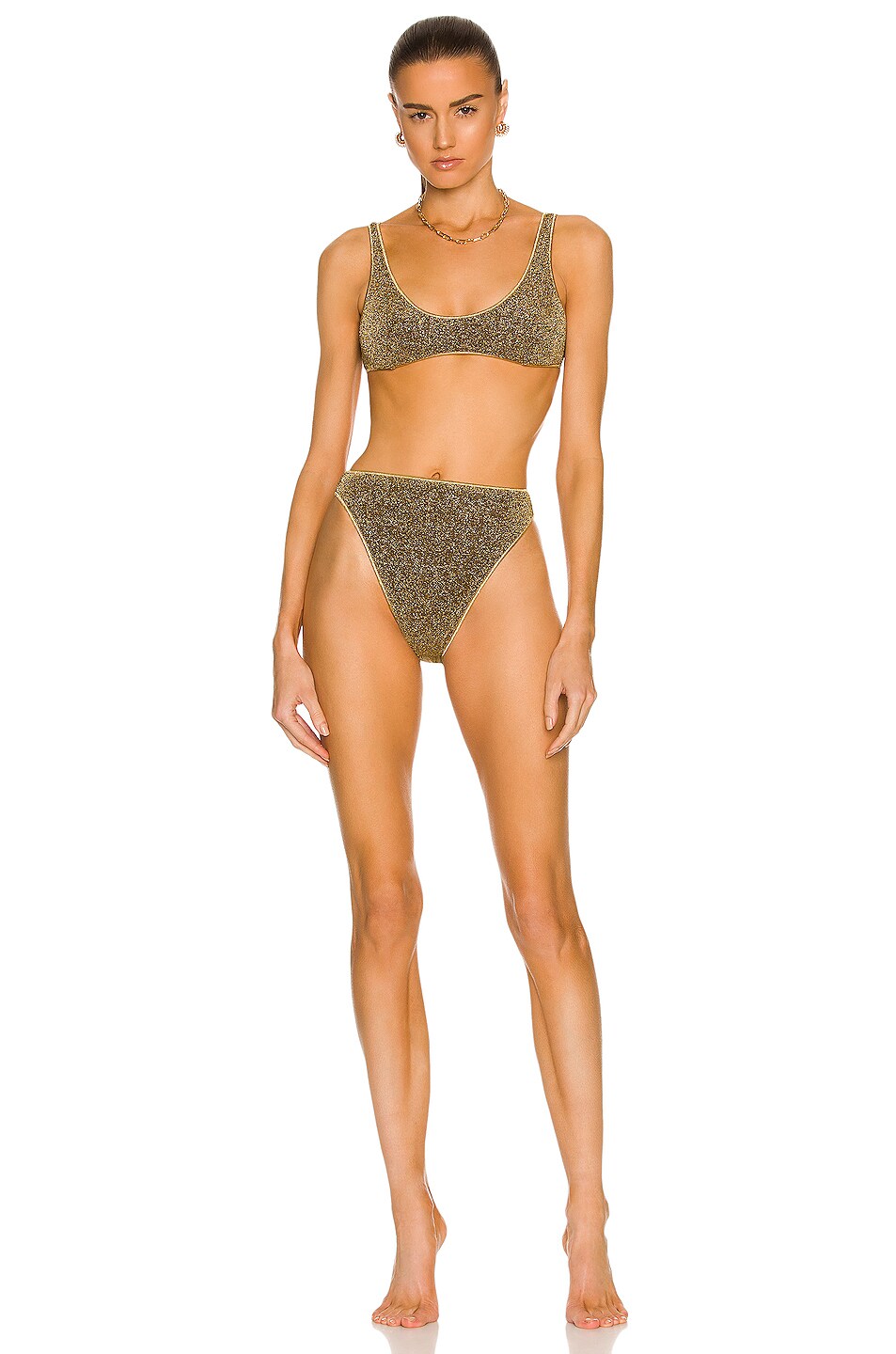 Image 1 of Oseree Lumiere Bra 90's Bottom Bikini in Sand