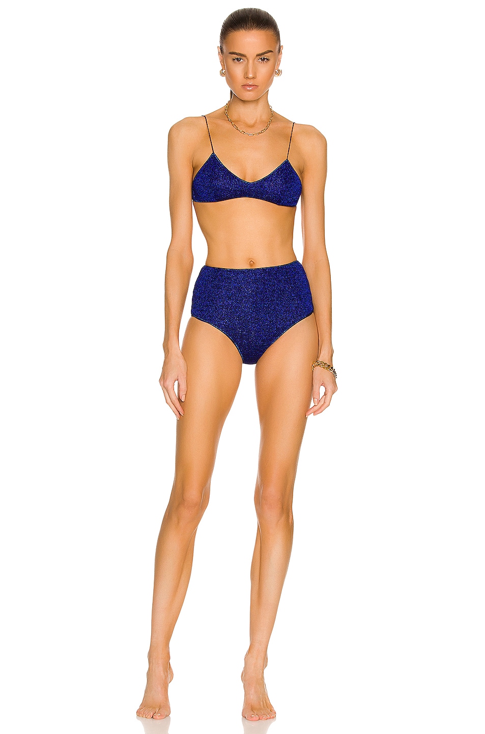 Image 1 of Oseree Lumiere High Waisted Bra Bikini in Blue