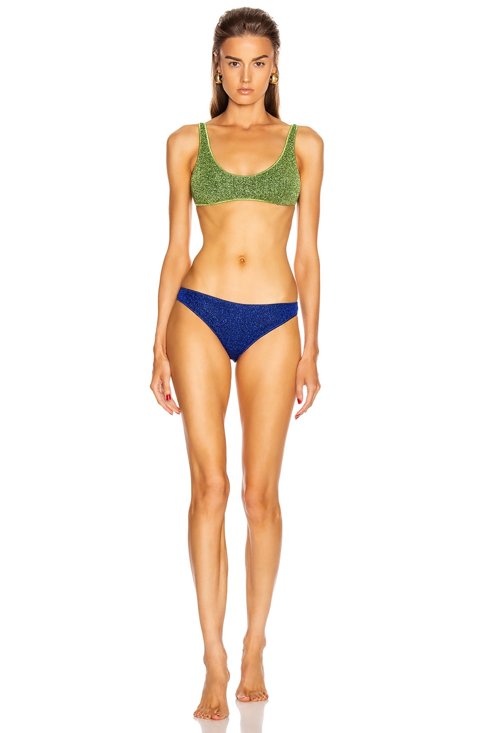 Image 1 of Oseree Colore Sporty Bra Bikini in Green & Blue