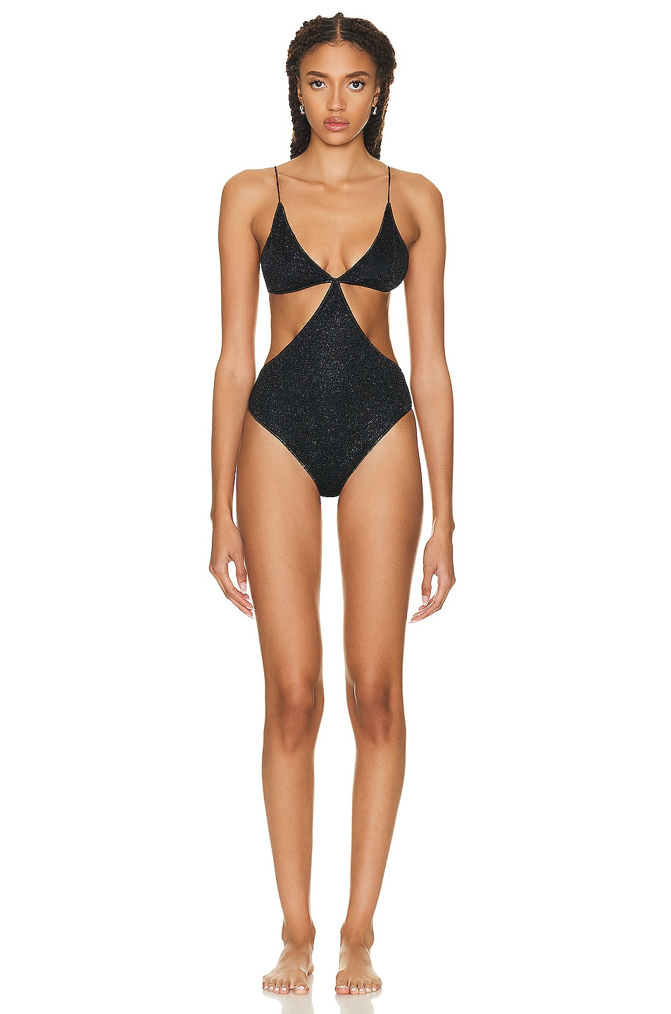 Image 1 of Oseree Lumiere Cut Out One Piece Swimsuit in Black