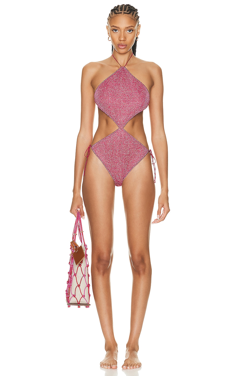 Image 1 of Oseree Lumiere Diamond Maillot Swimsuit in Raspberry