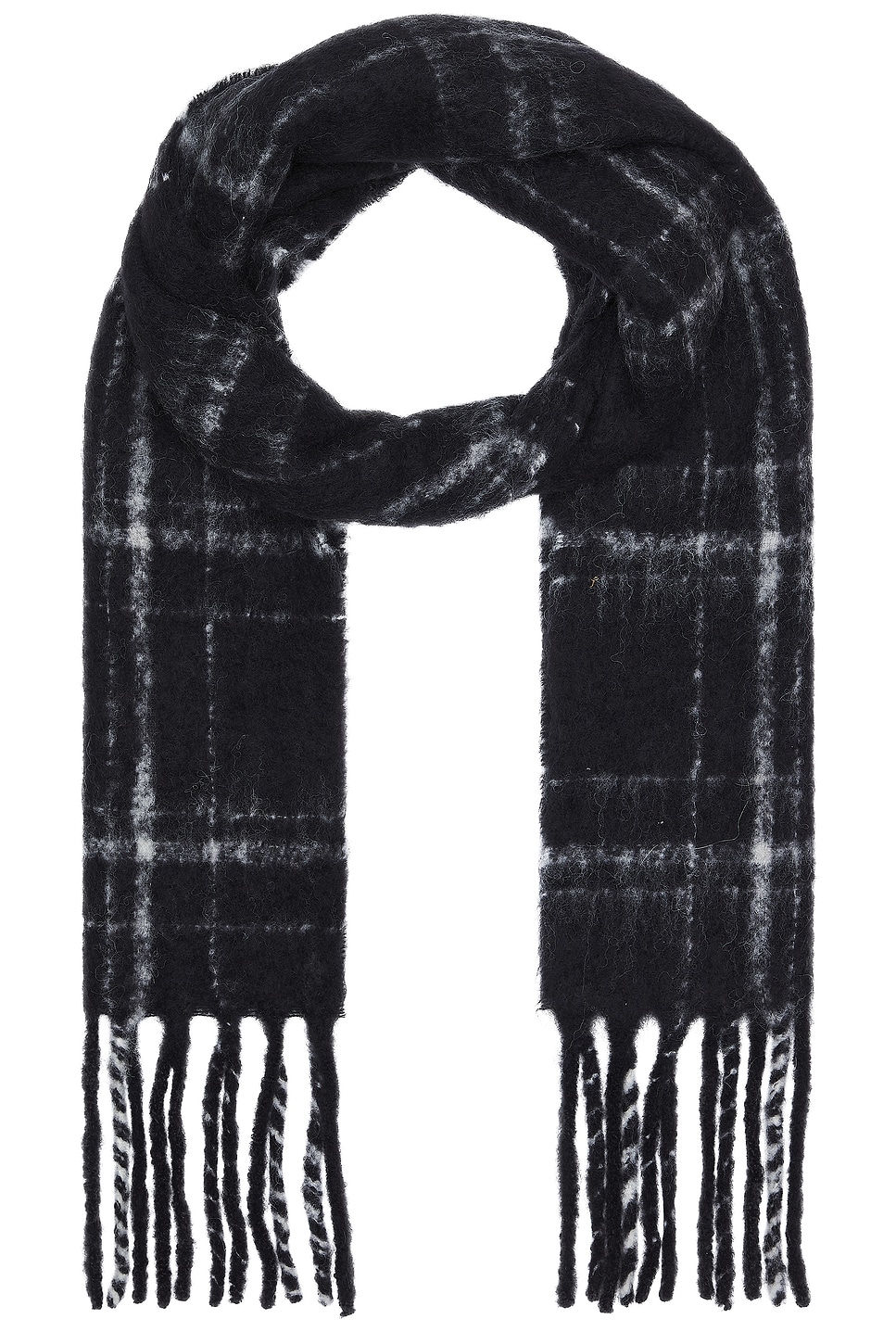 Shop Our Legacy Estate Scarf In Black Fuzzy Alpaca Check