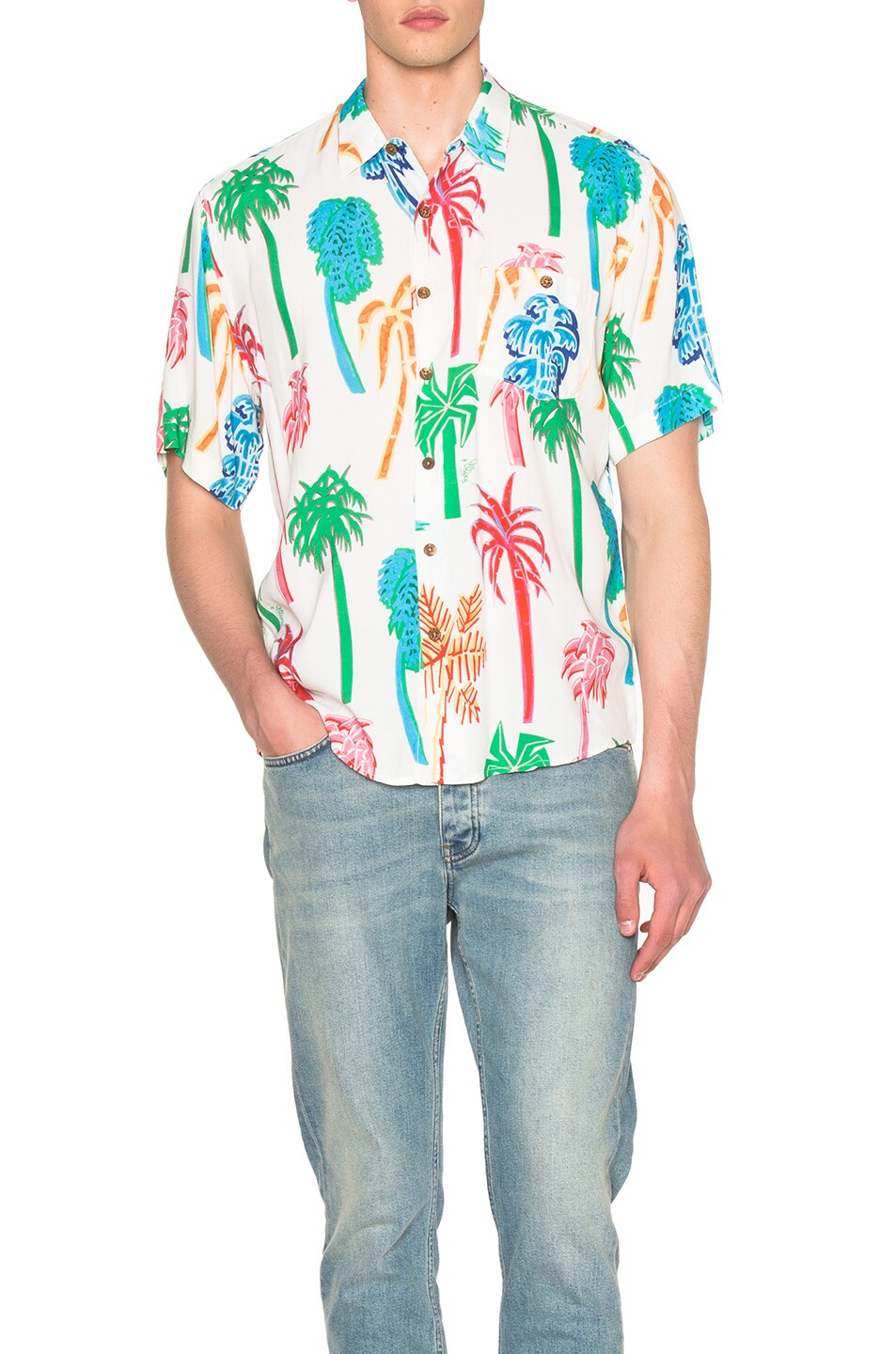Image 1 of Our Legacy Tropic Shirt in Graffiti Palms White