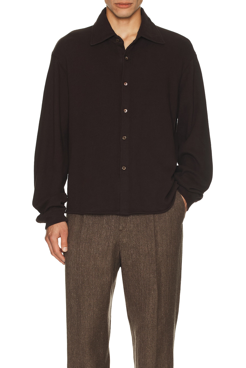 Image 1 of Our Legacy Recovery Shirt in Deep Brown Fuzzy Fleece