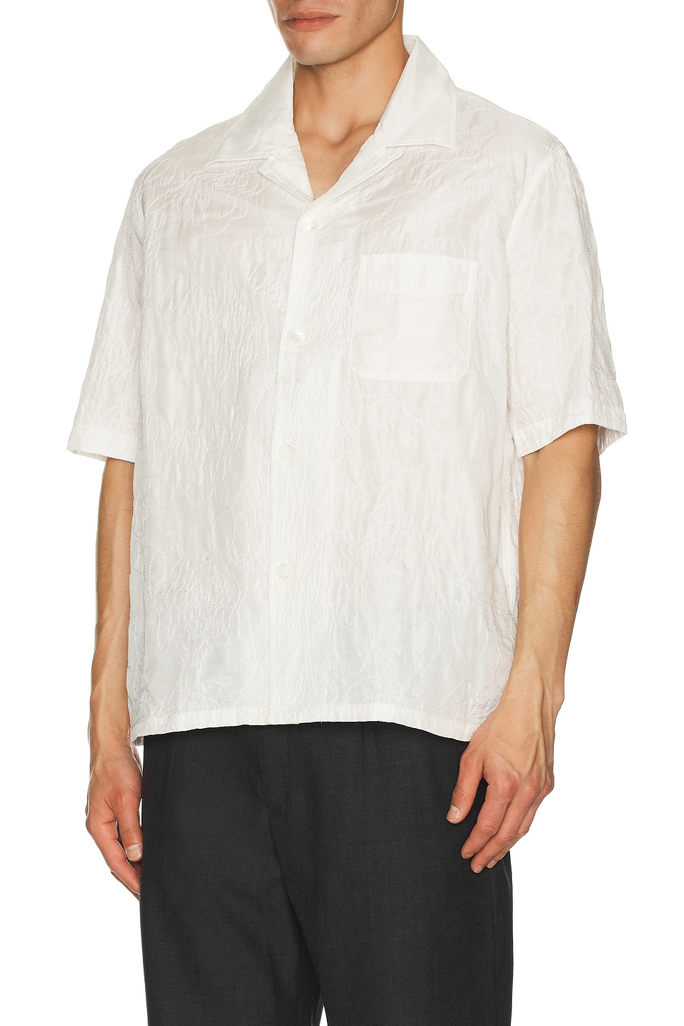Image 1 of Our Legacy Heusen Short Sleeve Shirt in White Flower Embroidery