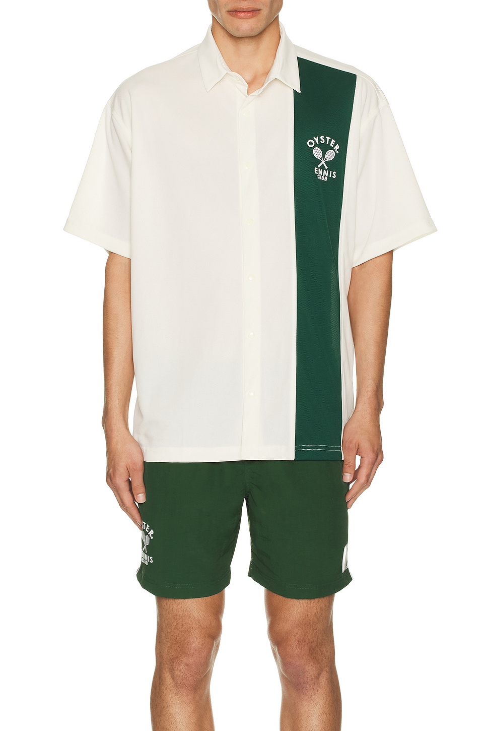 Image 1 of Oyster Tennis Club On Court & Off Court Shirt in Vintage White & Green