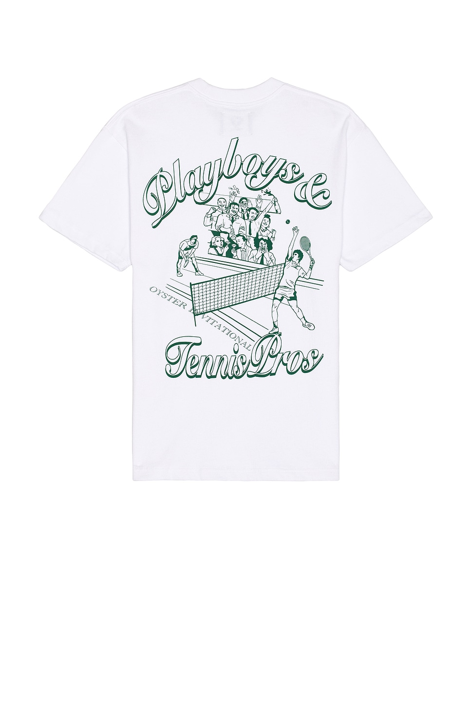 Image 1 of Oyster Playboys & Tennis Pros T-Shirt in White & Green