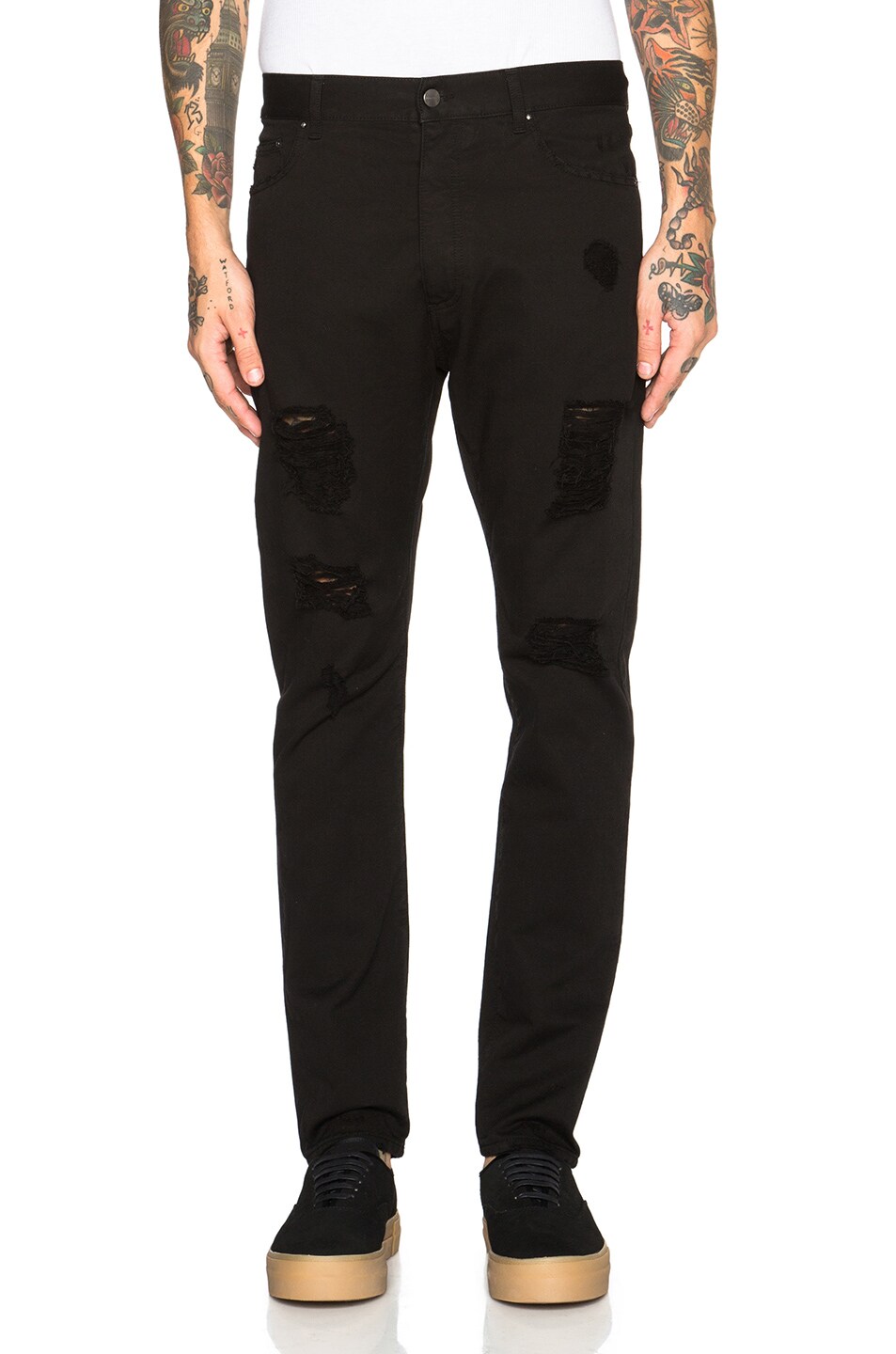 Image 1 of Palm Angels Regular Fit Ripped Jeans in Black