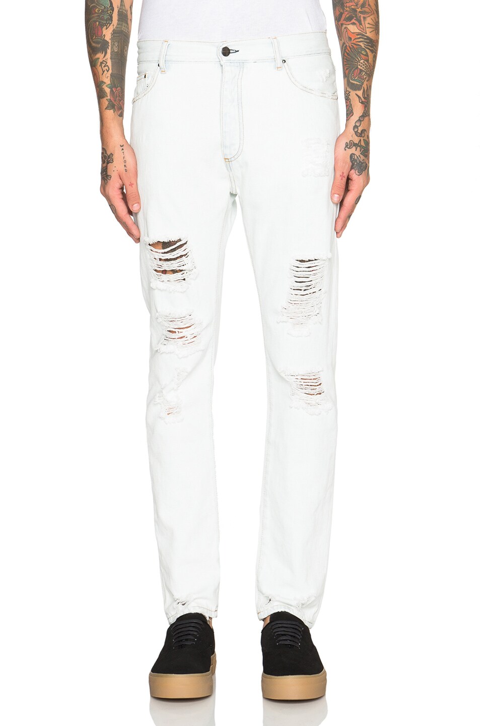 Image 1 of Palm Angels Regular Fit Ripped Jeans in Bleach