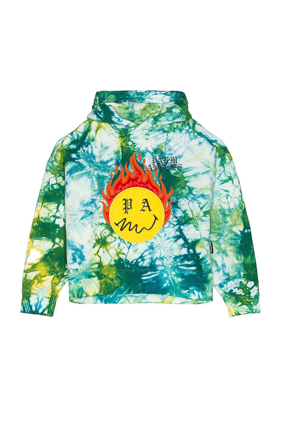 Image 1 of Palm Angels Tie Dye Burning Head Hoodie in Forest Green