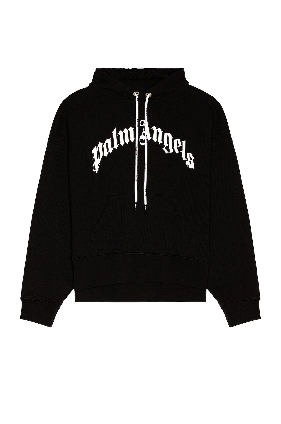 Image 1 of Palm Angels Curved Logo Hoodie in Black & White