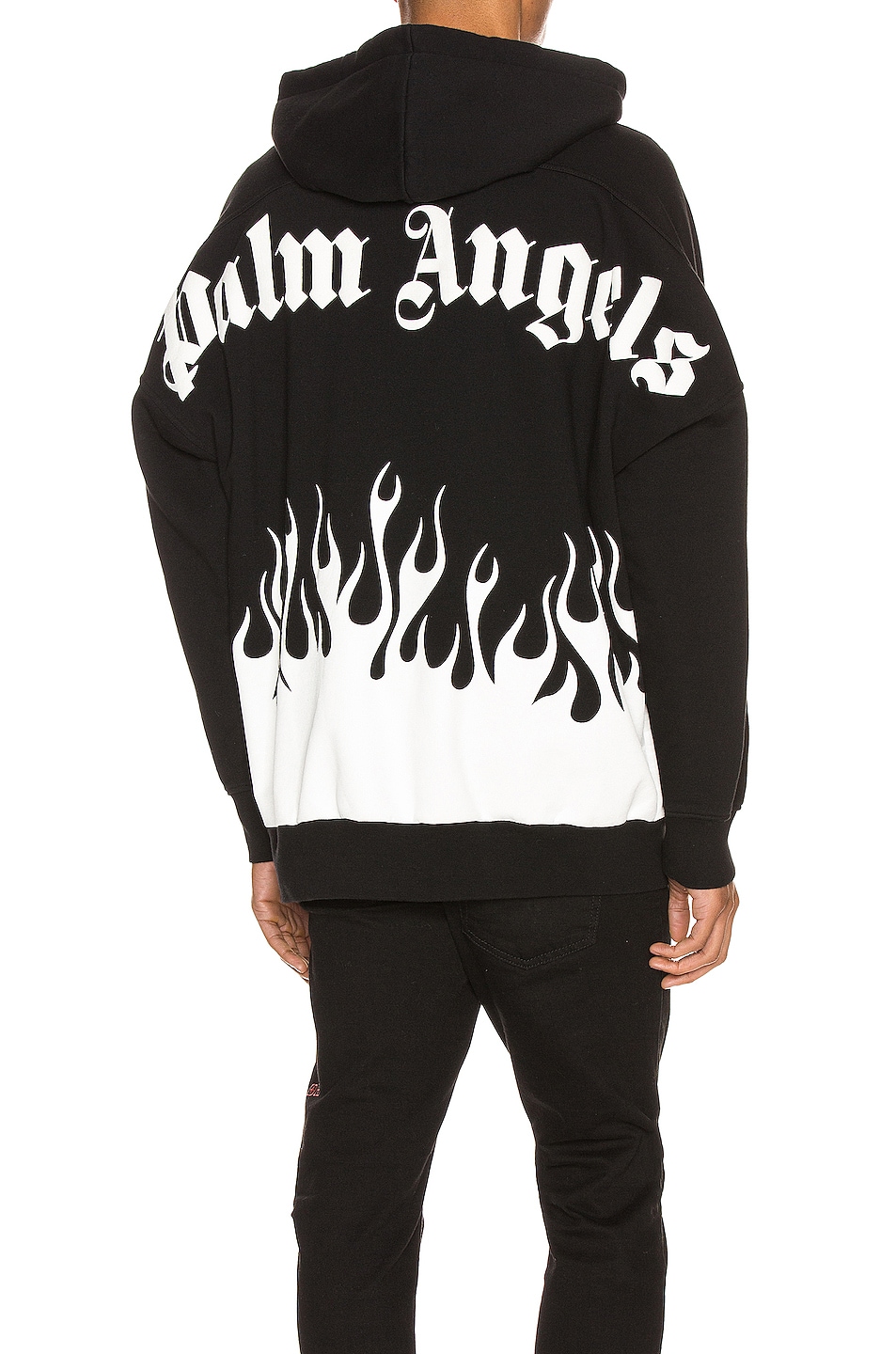 Image 1 of Palm Angels Burning Logo Hoodie in Black & White