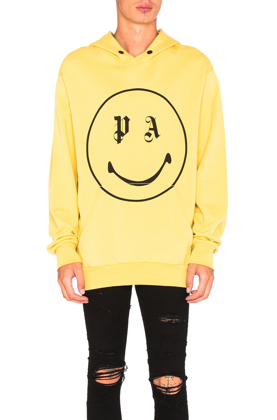 Image 1 of Palm Angels PA Smiling Hoody in Black & Yellow